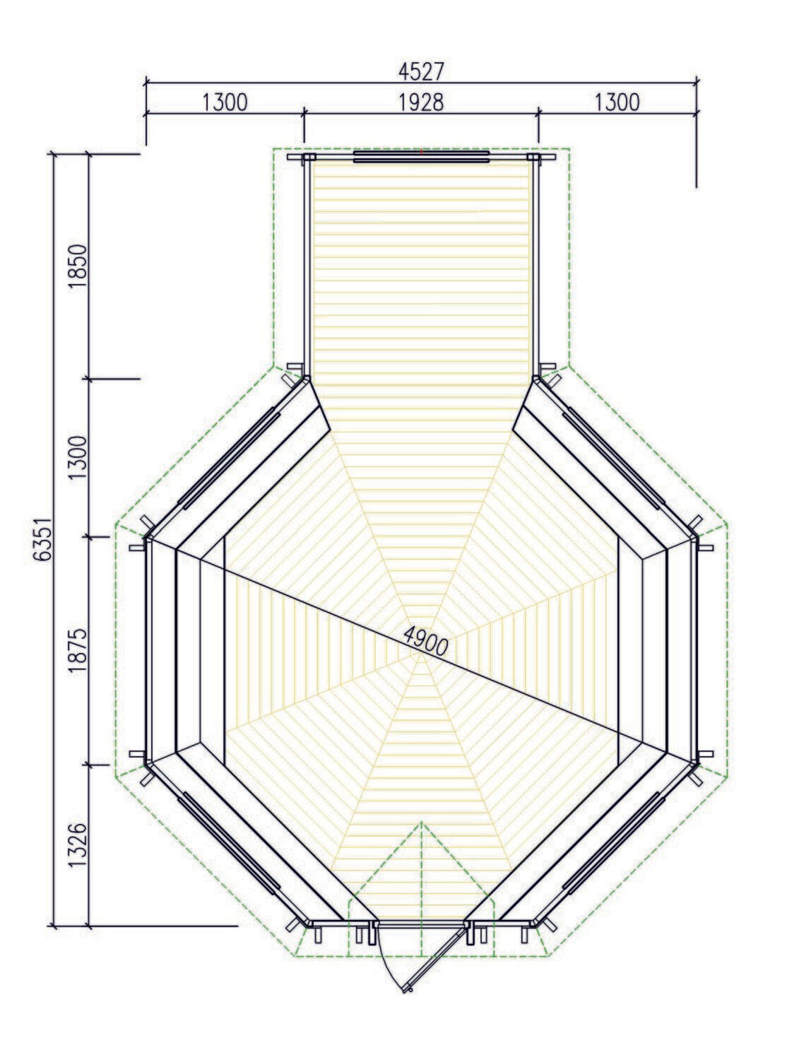 Premium BBQ Hut 16.5 m2 + 1.8m Extension Plan Scale