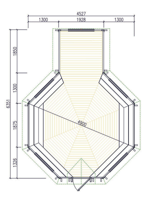 Premium BBQ Hut 16.5 m2 + 1.8m Extension Plan Scale