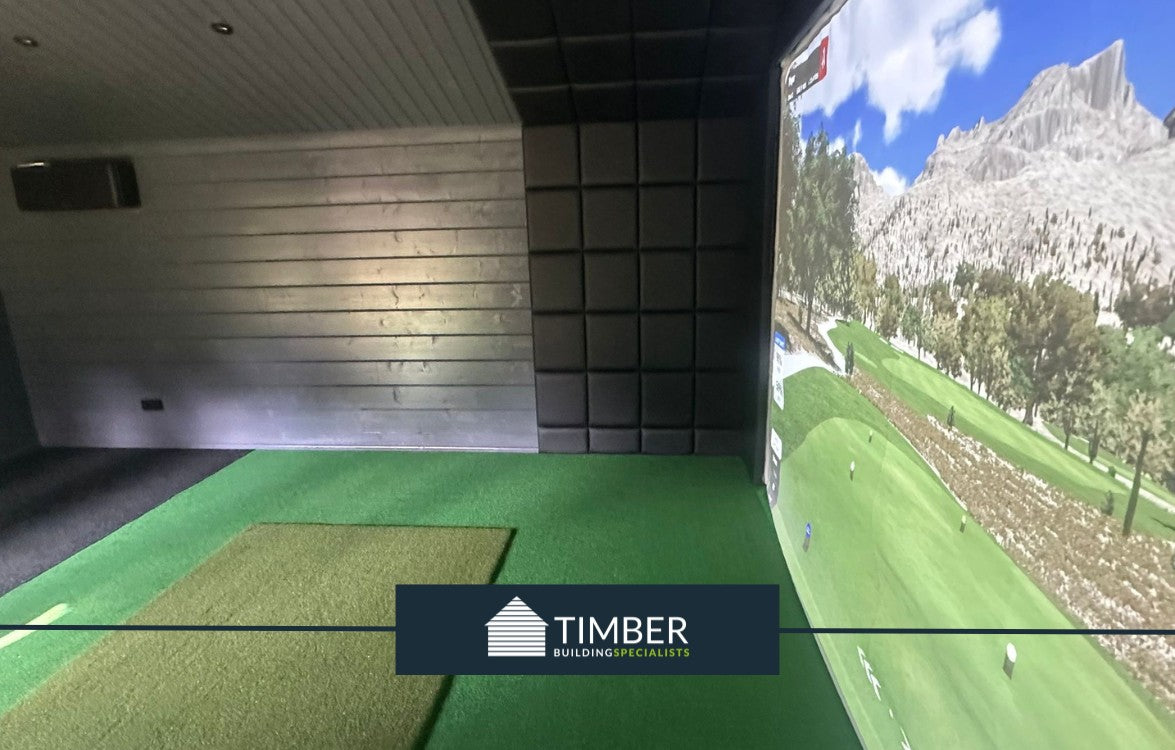 St George Golf Simulator & Gym Lodge Log Cabin | 12.0x5.0m - Golf Sim Room - Timber Building Specialists