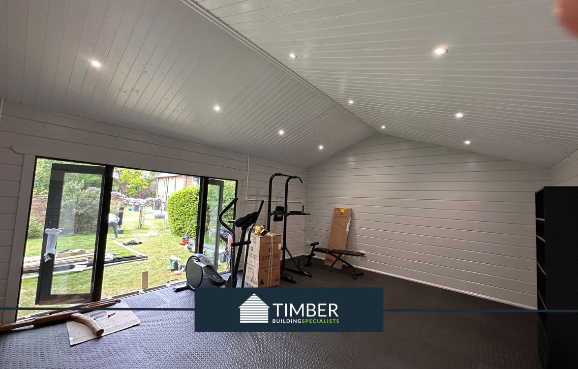 St George Golf Simulator & Gym Lodge Log Cabin | 12.0x5.0m - Golf Sim Room - Timber Building Specialists