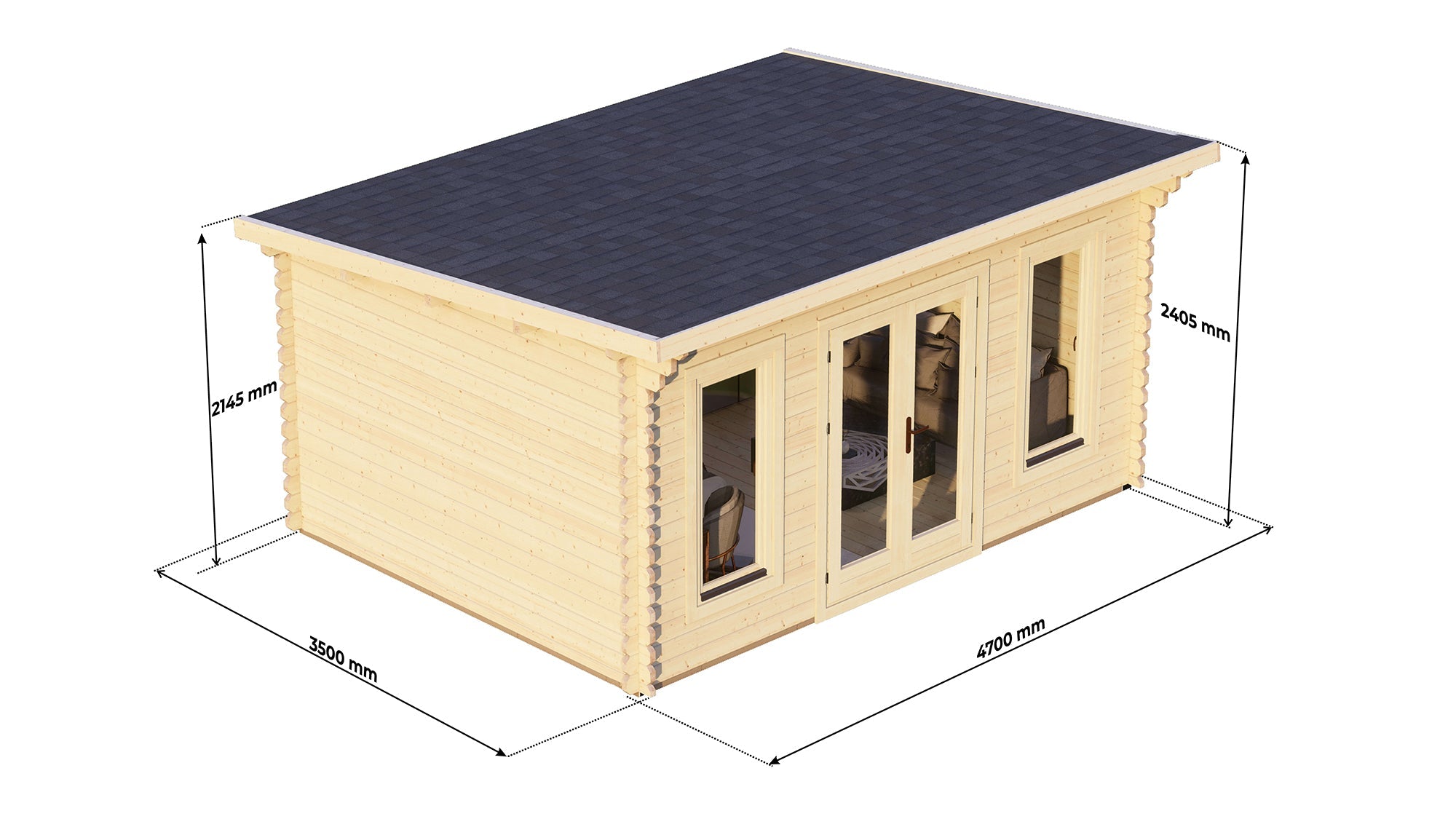 Cypress Log Cabin | 4.7 x 3.5m