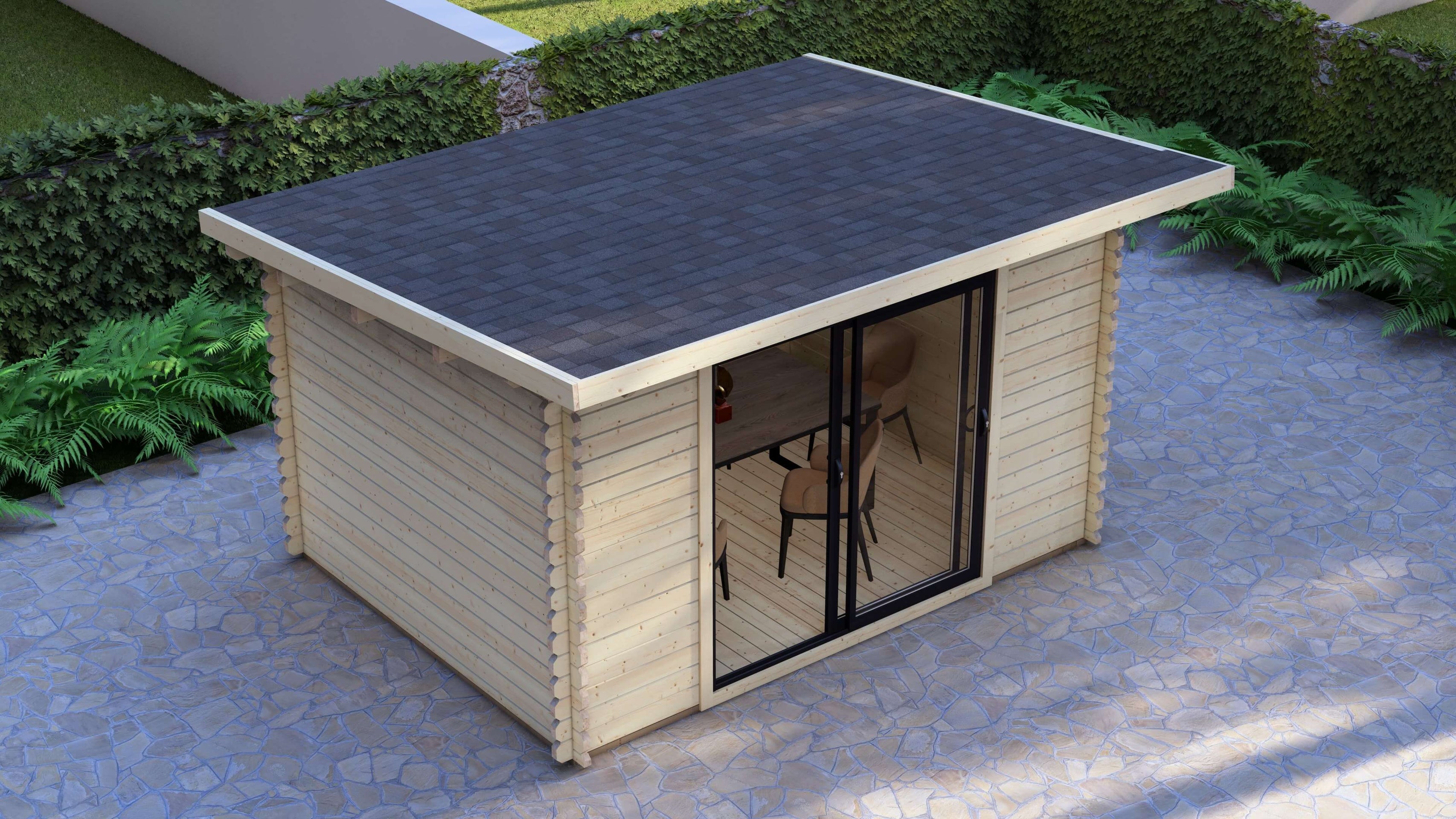 Dean Log Cabin | 4.0 × 3.0m | Sliding Doors