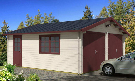 GARAGE-D Log Cabin Garage | 6.0x5.3m - Garage Log Cabin - Timber Building Specialists