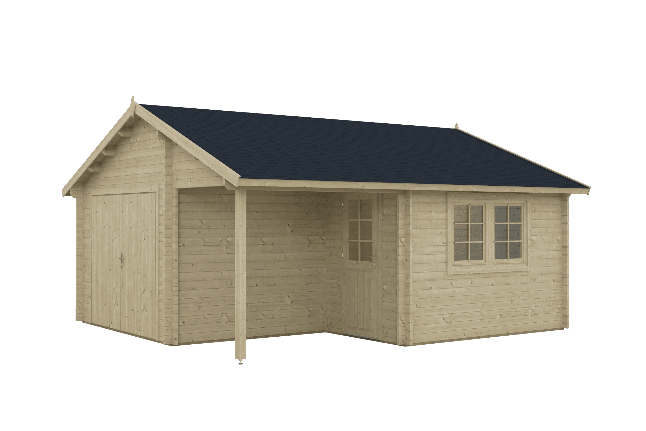 OULU Log Cabin Garage | 5.2x5.7m - Garage Log Cabin - Timber Building Specialists