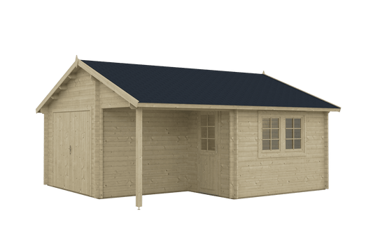 OULU Log Cabin Garage | 5.2x5.7m - Garage Log Cabin - Timber Building Specialists