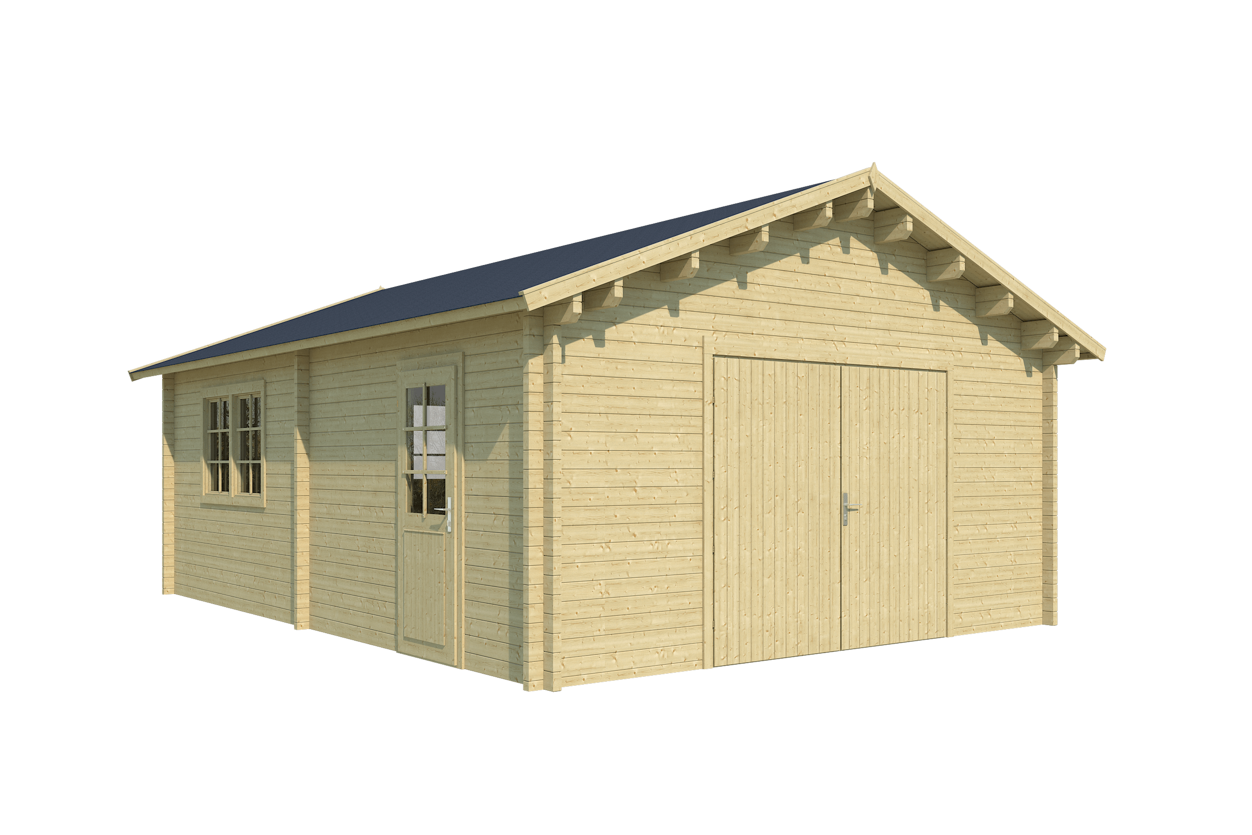 SOMERO Log Cabin Garage | 5.1x6.9m - Garage Log Cabin - Timber Building Specialists