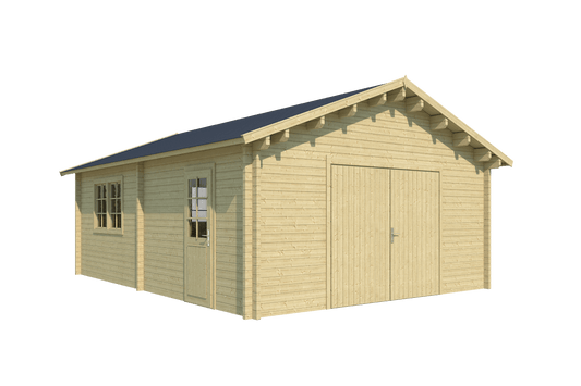 SOMERO Log Cabin Garage | 5.1x6.9m - Garage Log Cabin - Timber Building Specialists