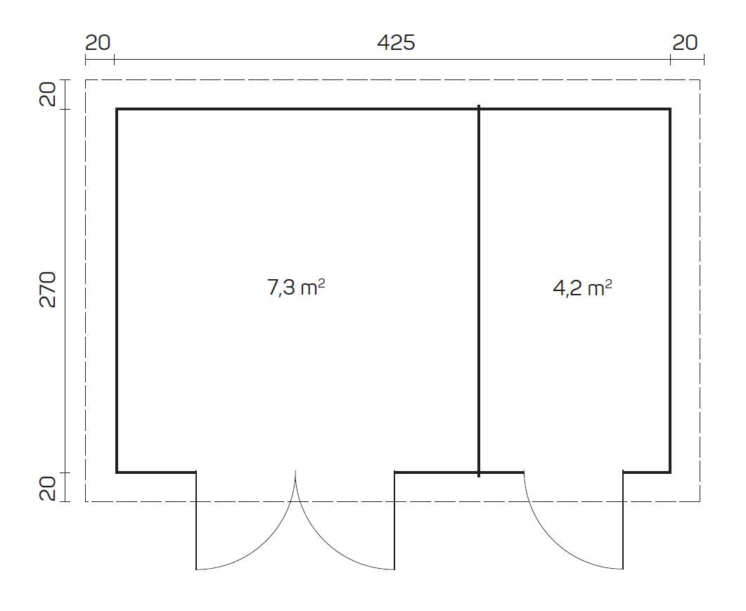 GLORIA-H 4.5x2.9m Log Cabin plans