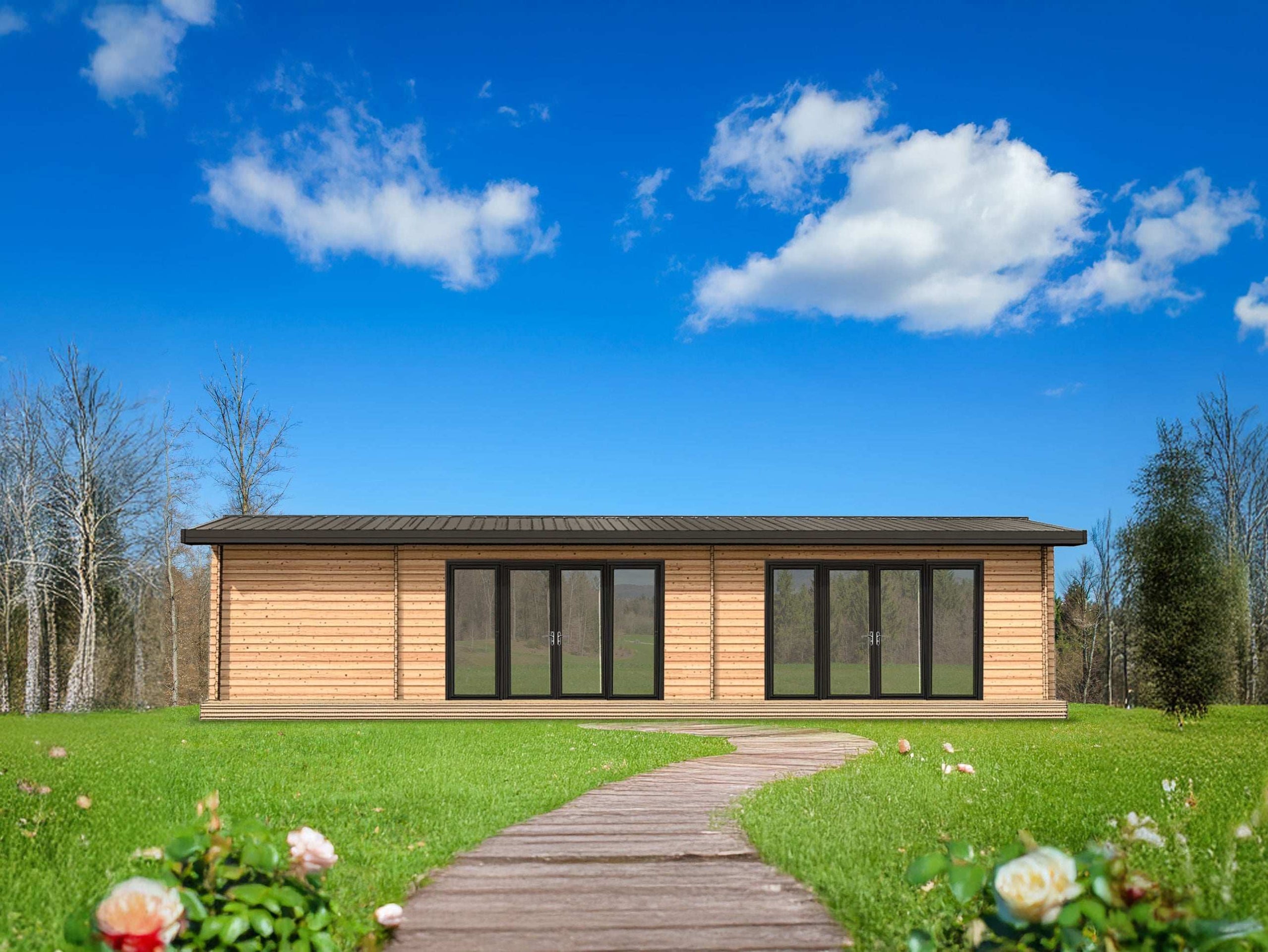 Oak Hill Golf Simulator Log Cabin | 15.0x5.5m - Golf Sim Room - Timber Building Specialists