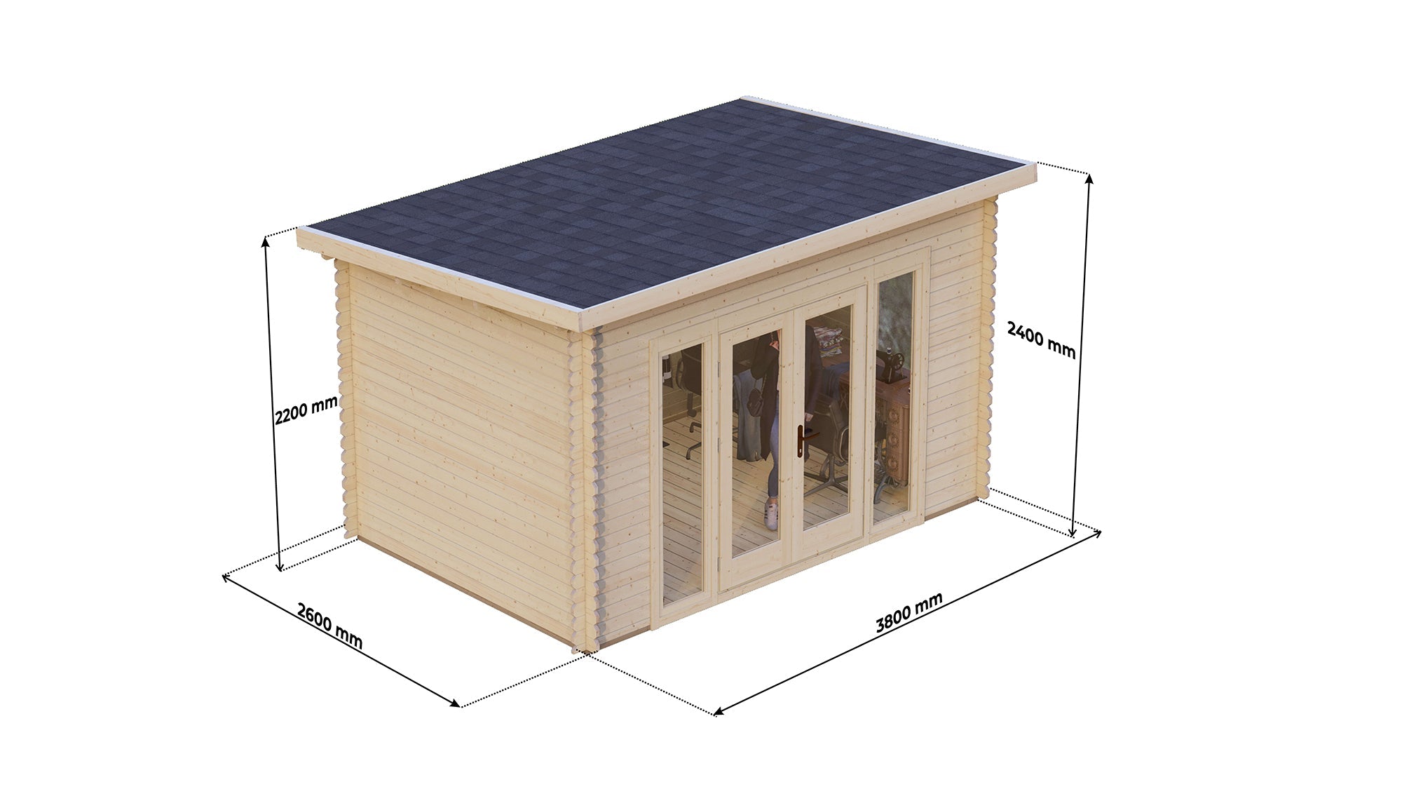 Hazel Log Cabin | 3.8 x 3.6m