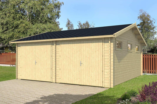 KOTKA Log Cabin Garage | 6.0x6.0m - Garage Log Cabin - Timber Building Specialists