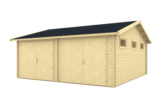 KOTKA Log Cabin Garage | 6.0x6.0m - Garage Log Cabin - Timber Building Specialists