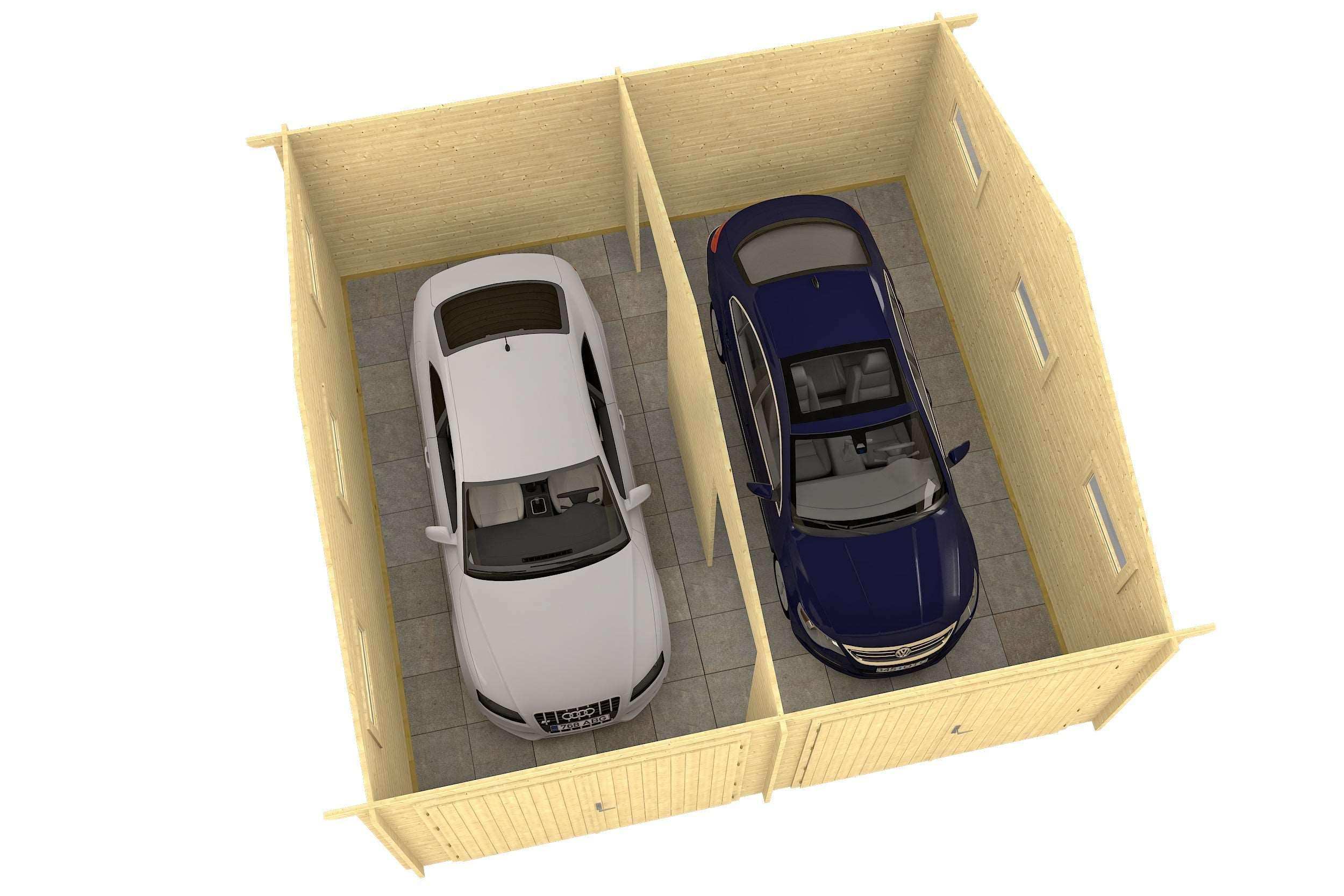 KOTKA Log Cabin Garage | 6.0x6.0m - Garage Log Cabin - Timber Building Specialists