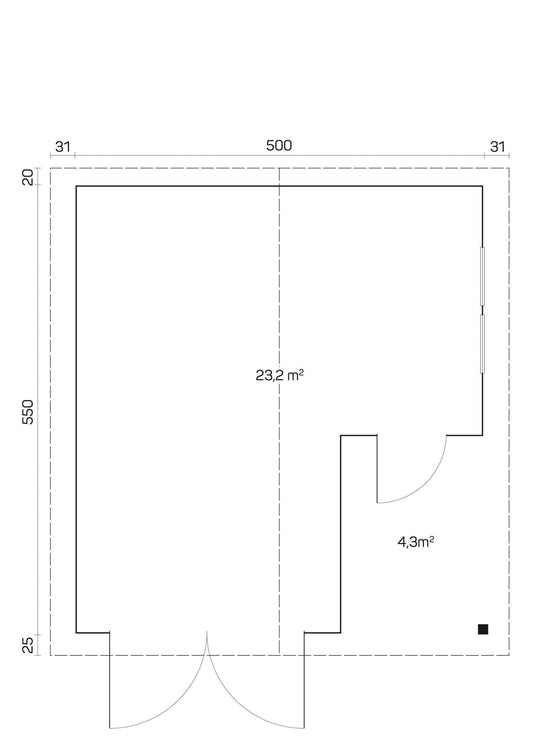 OULU Log Cabin Garage | 5.2x5.7m - Garage Log Cabin - Timber Building Specialists