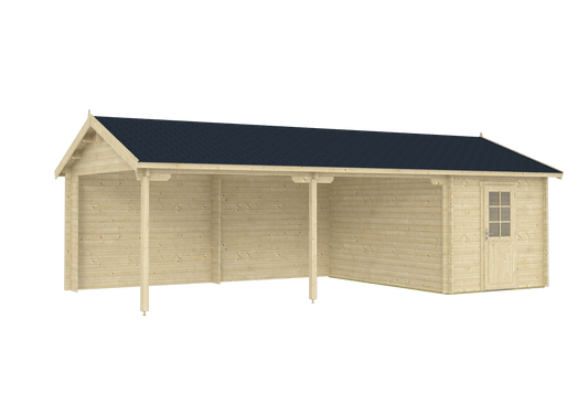 RAUMA Log Cabin Garage | 6.0x5.3m - Garage Log Cabin - Timber Building Specialists