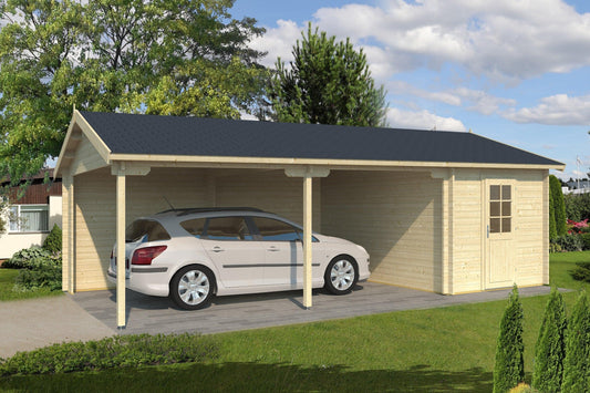 RAUMA Log Cabin Garage | 6.0x5.3m - Garage Log Cabin - Timber Building Specialists