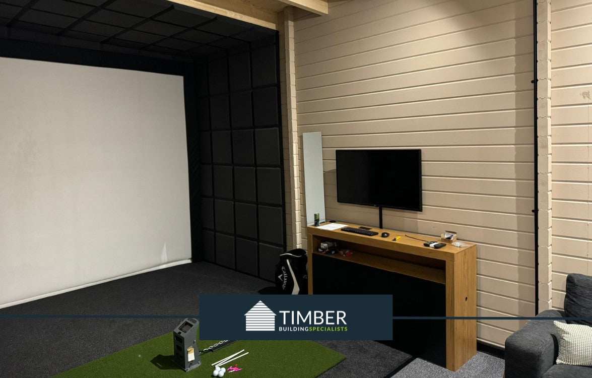 Pinehurst Golf Simulator Log Cabin | 8.0x5.0m - Golf Sim Room - Timber Building Specialists