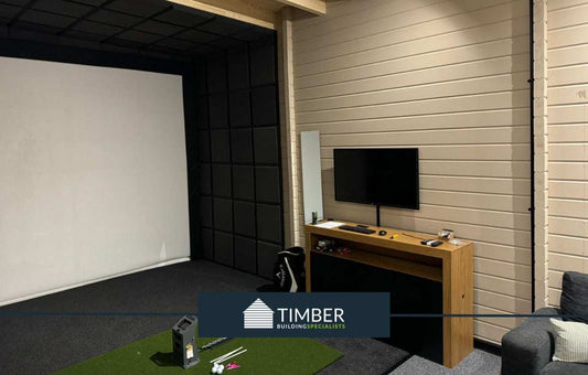 Pinehurst Golf Simulator Log Cabin | 8.0x5.0m - Golf Sim Room - Timber Building Specialists