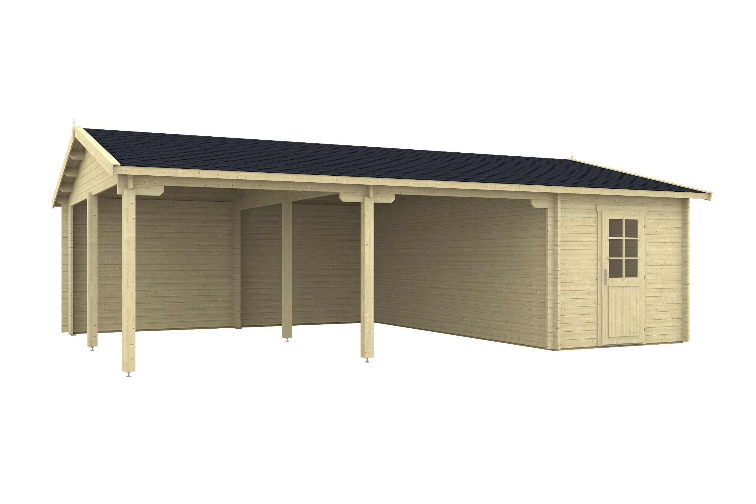 VAASA Log Cabin Garage | 8.4x6.0m - Timber Building Specialists