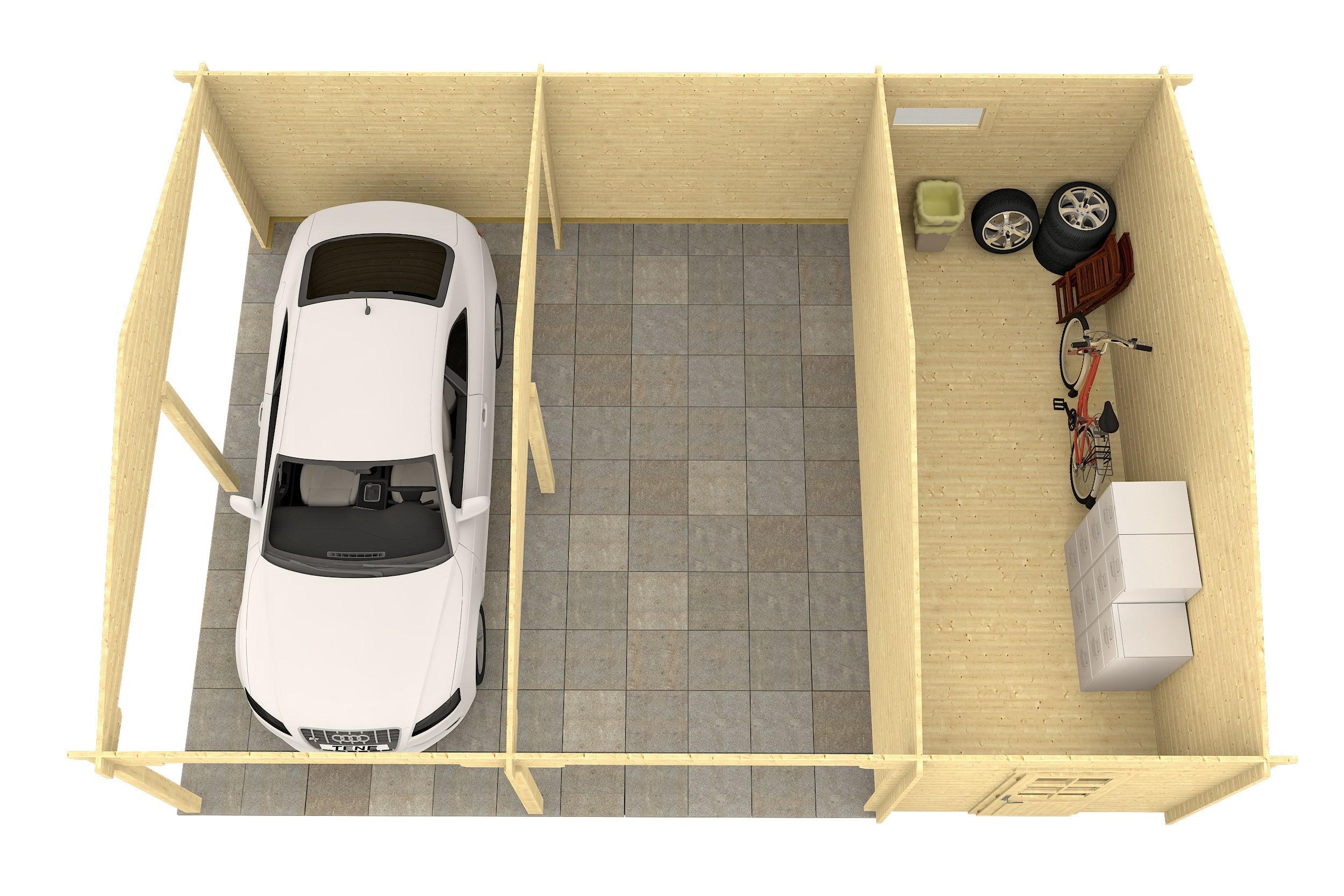 VAASA Log Cabin Garage | 8.4x6.0m - Timber Building Specialists