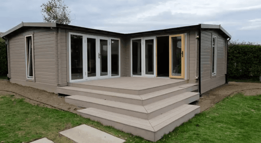 LCS152 L-Shaped Log Cabin | 8.0x8.0m Exterior