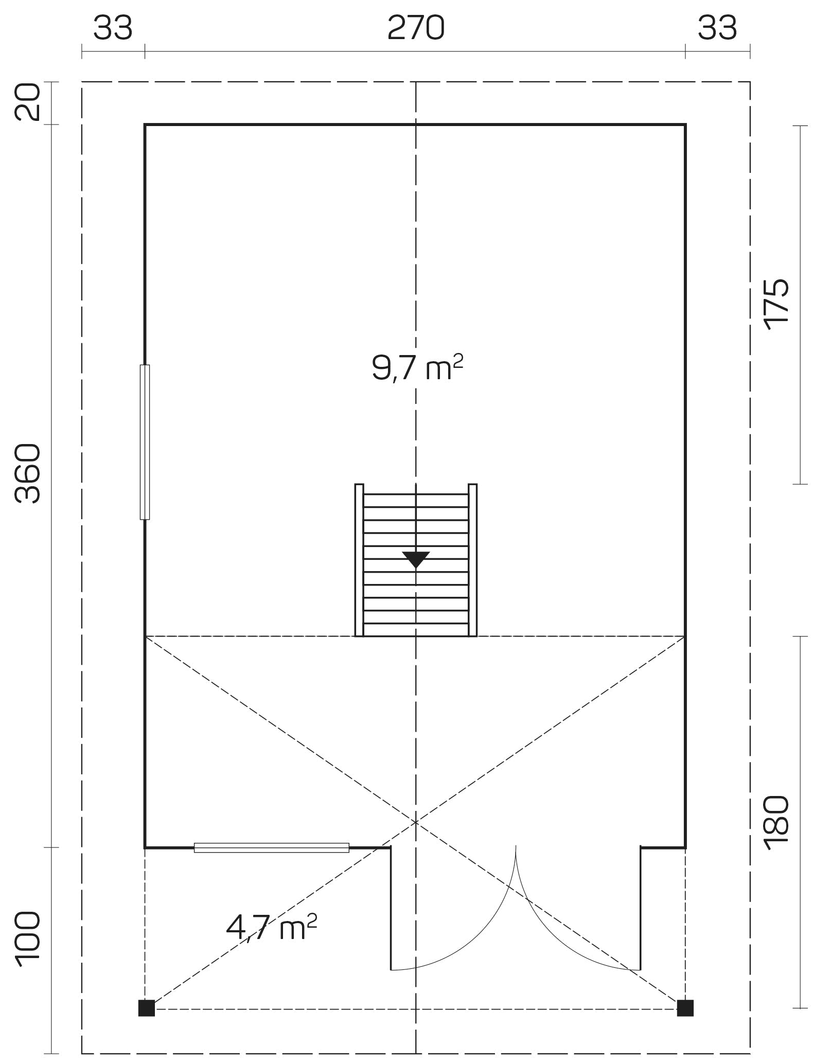 BUNKIE w/ Sleeping Loft 2.9x3.8m Log Cabin Blueprint