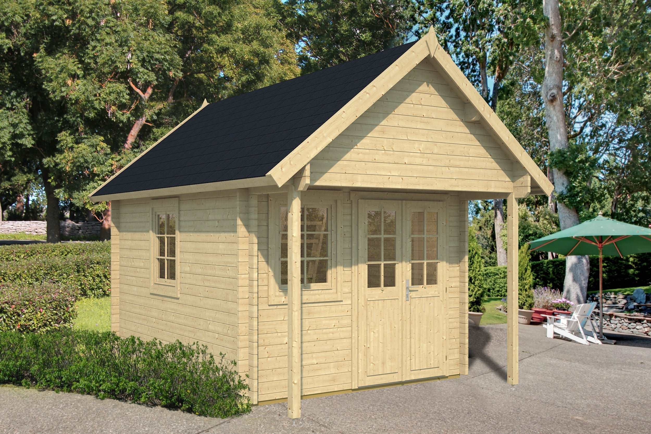 BUNKIE w/ Sleeping Loft 2.9x3.8m Log Cabin