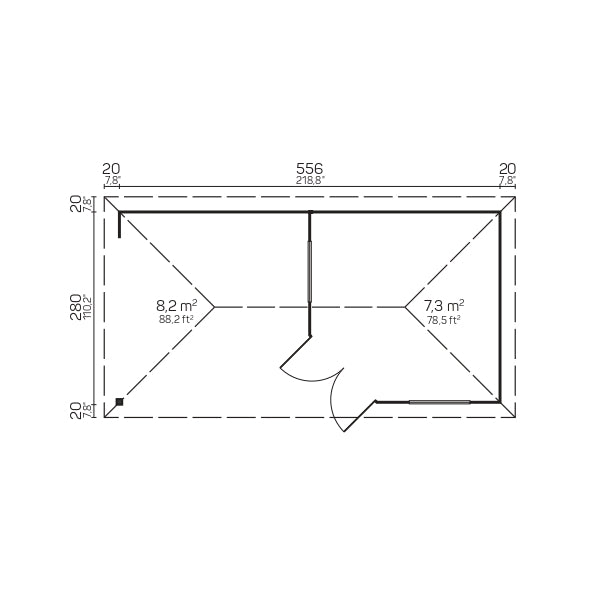 CATANIA 5.8x3.0m Log Cabin Blueprint