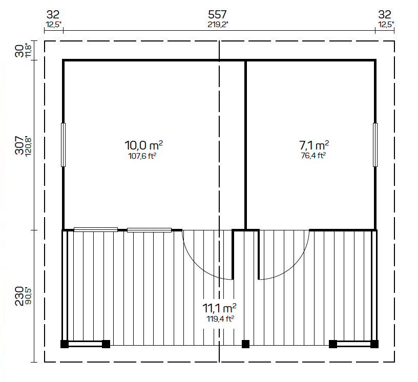EINO Sauna Log Cabin | 5.8x3.3m