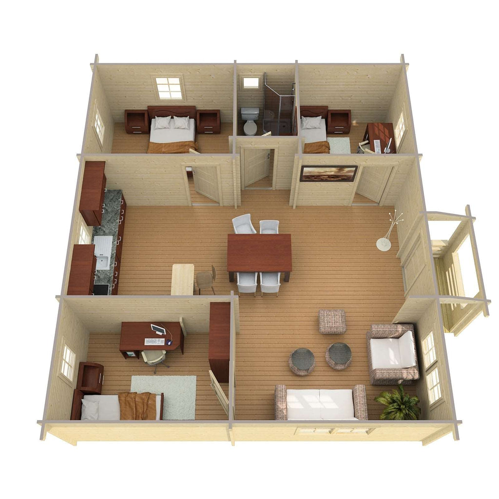 ESTONIA 8.0x9.0m Log Cabin Plan