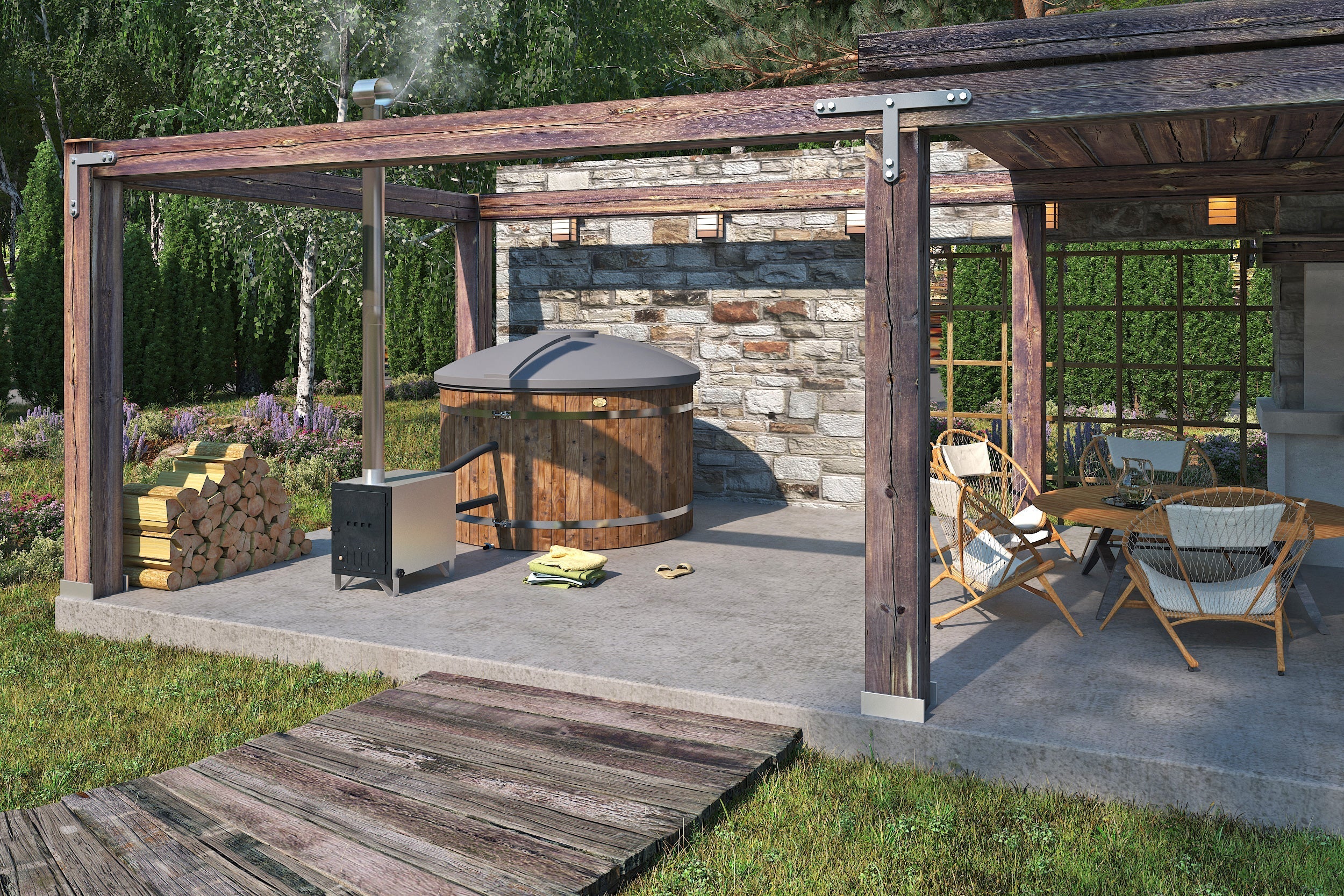 Wooden Hot Tub Spa | 180