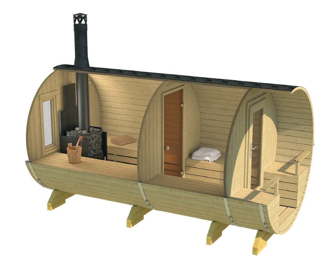 KEMI 2.1x4.0m Barrel Sauna Internal
