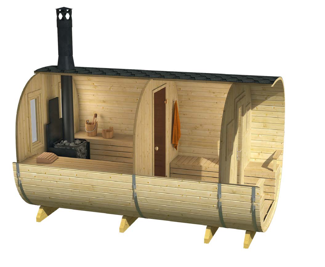 PORI 2.4x4.0m Barrel Sauna Internal
