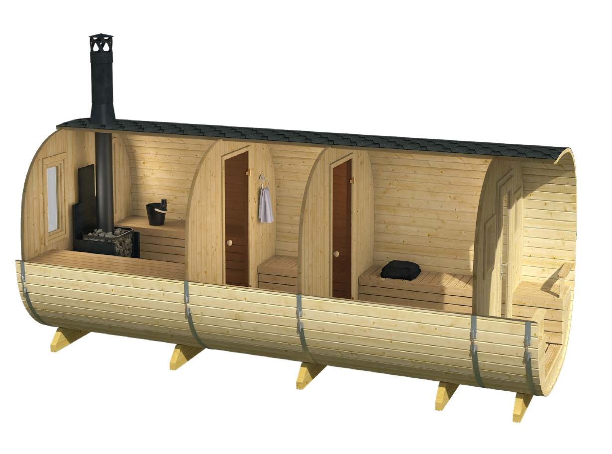 RUKA 2.4x5.7m Barrel Sauna Internal
