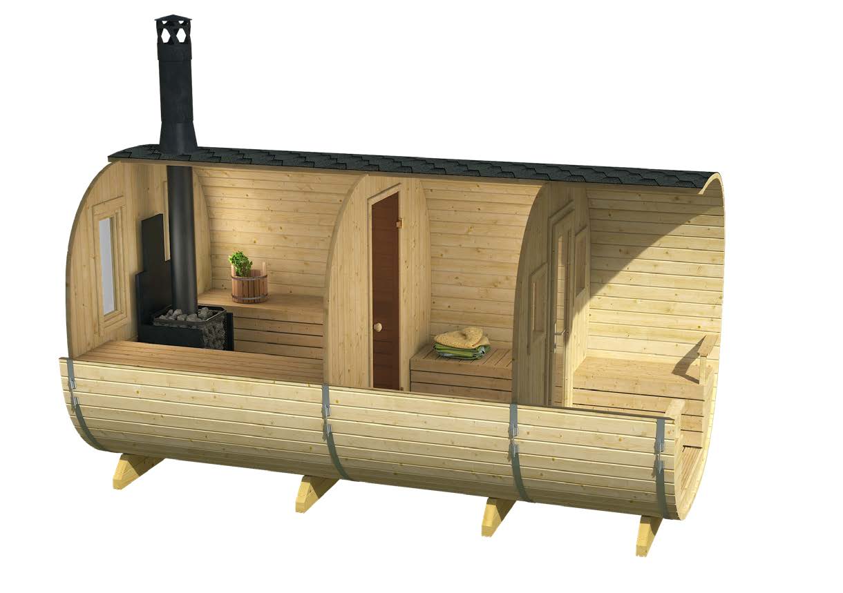 TURKU 2.4x4.5m Barrel Sauna Internal
