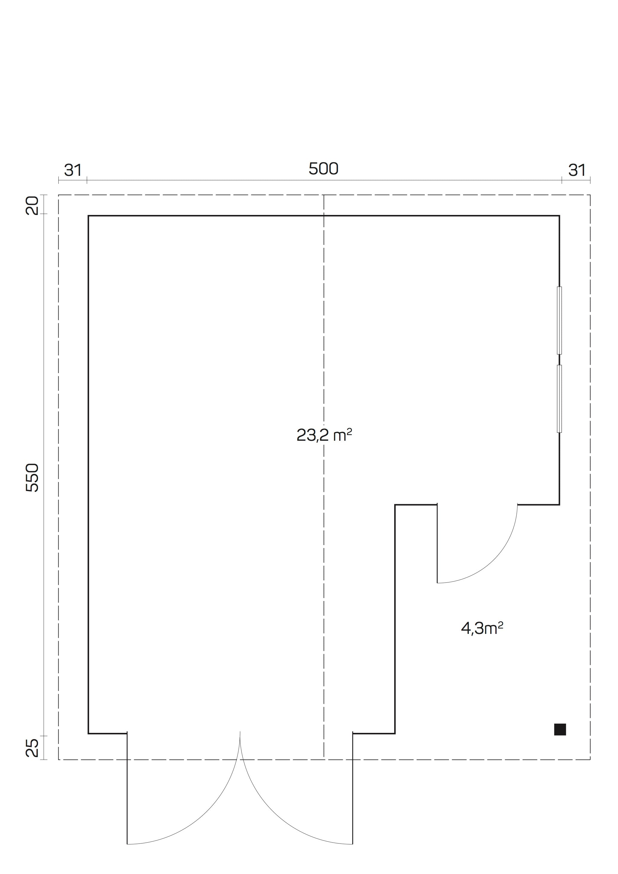 GARAGE OULU 5.2x5.7m Log Cabin Plan