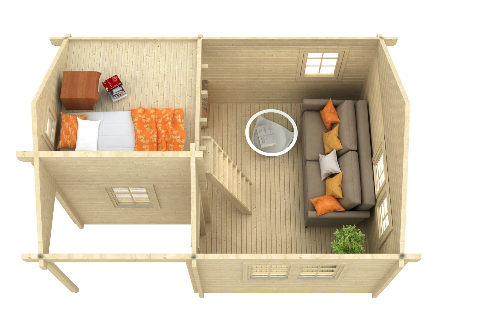 PERTTI 4.1x5.6m Log Cabin Internal Bedroom