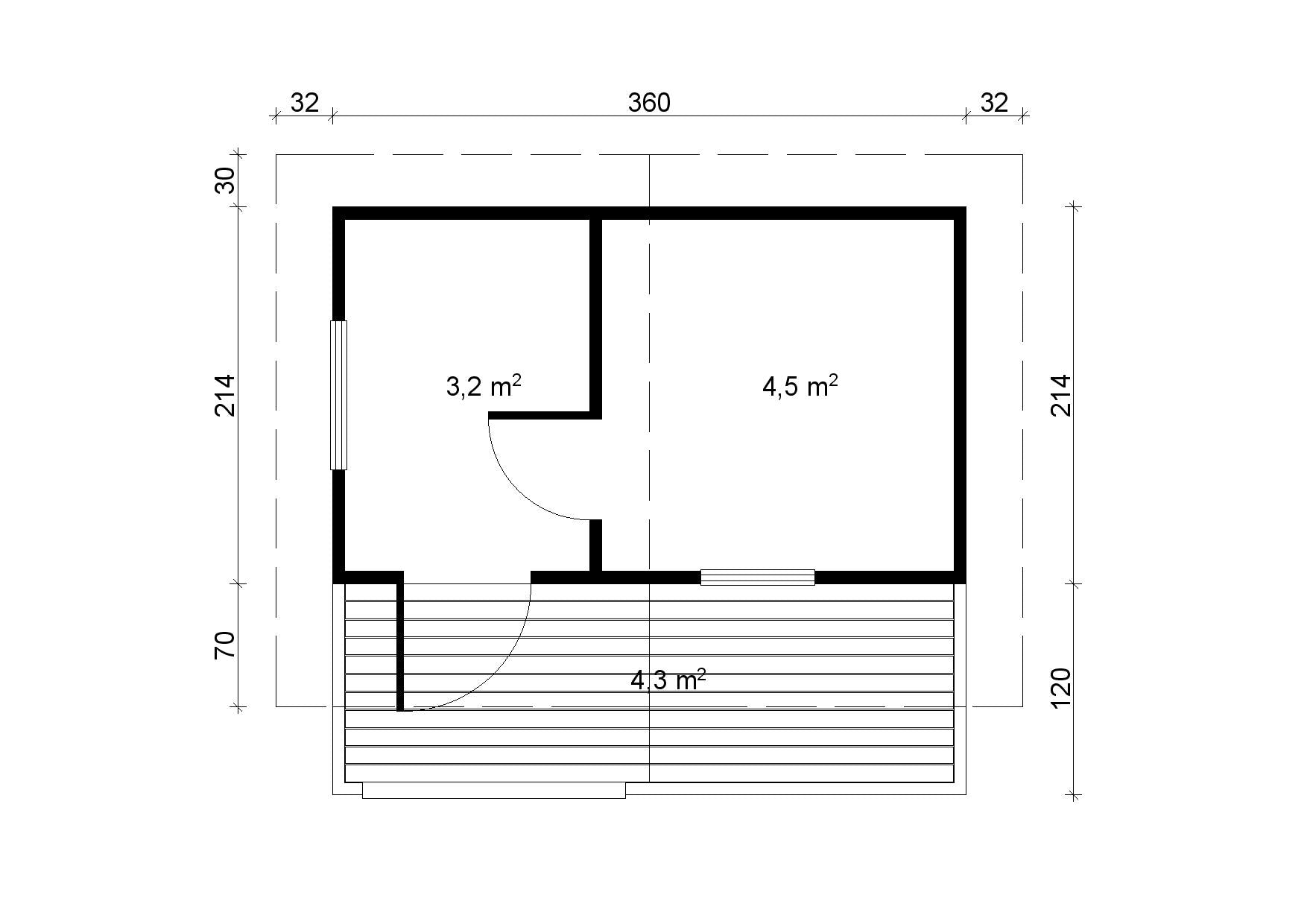 PIHA-TUURI 12 3.8x2.4m Sauna Log Cabin