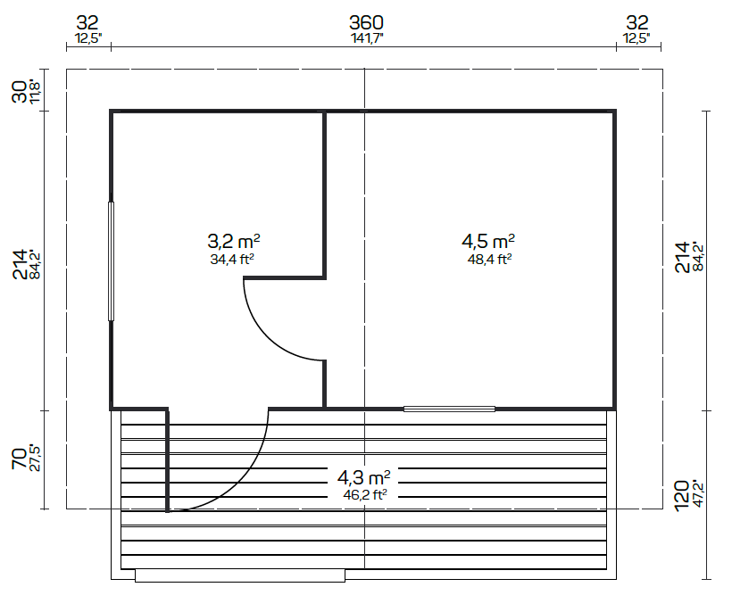 PIHA-TUURI 12 Sauna Log Cabin | 3.8x2.4m