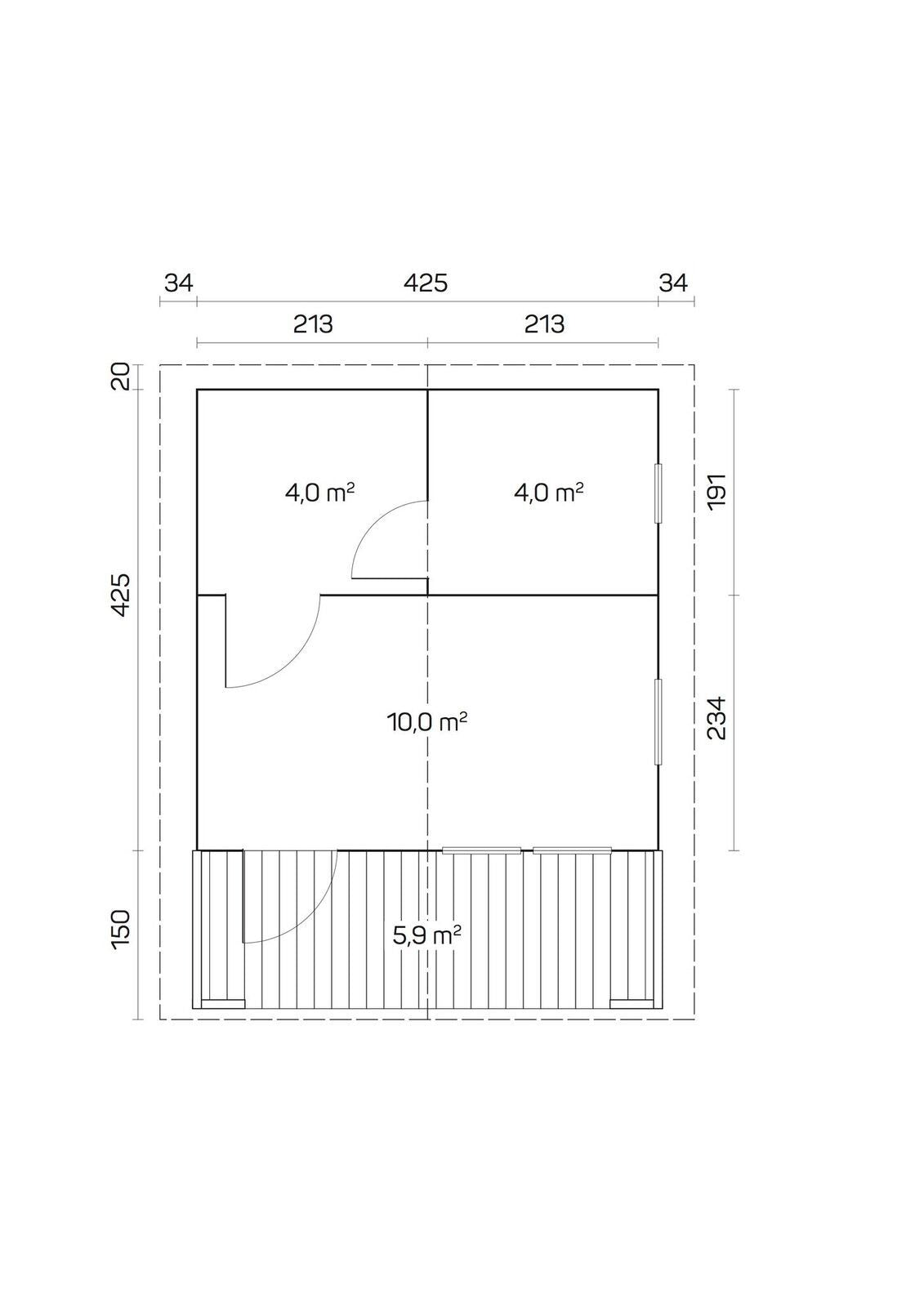 PEKKA 4.5x5.9m Sauna Log Cabin Plan