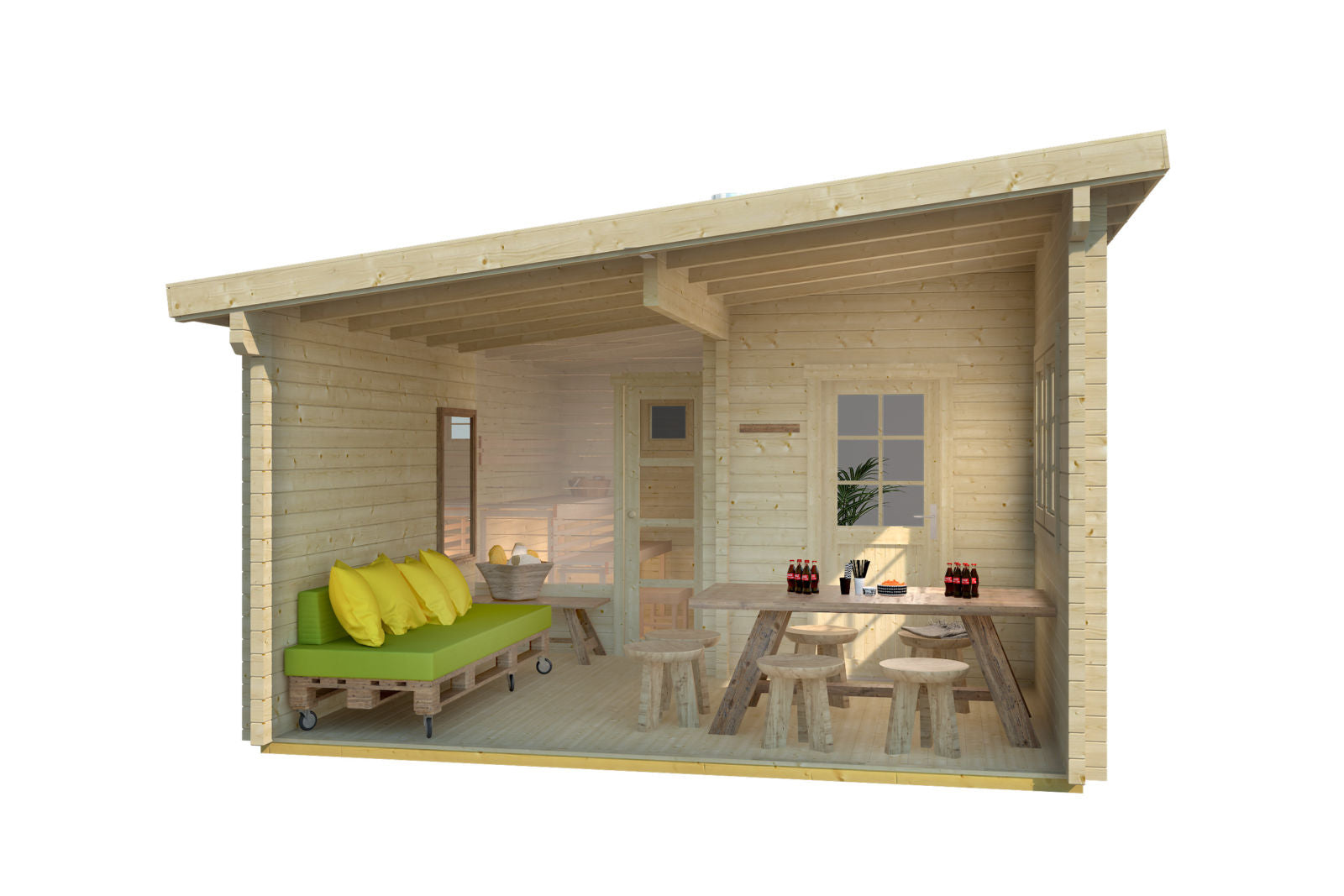 SAMI 5.6x4.2m Sauna Log Cabin Internal
