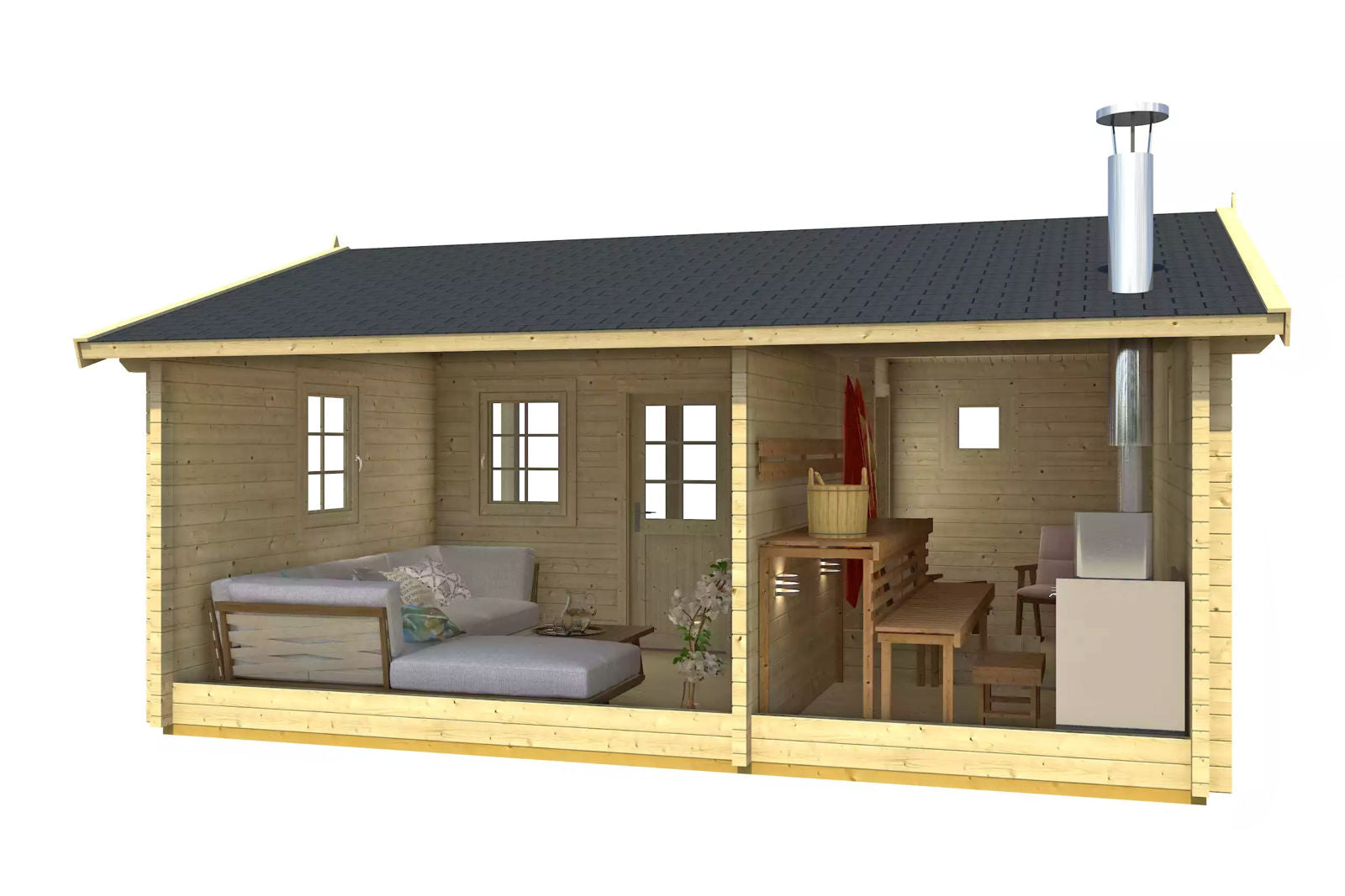 TOMMI 5.0x5.6m Sauna Log Cabin