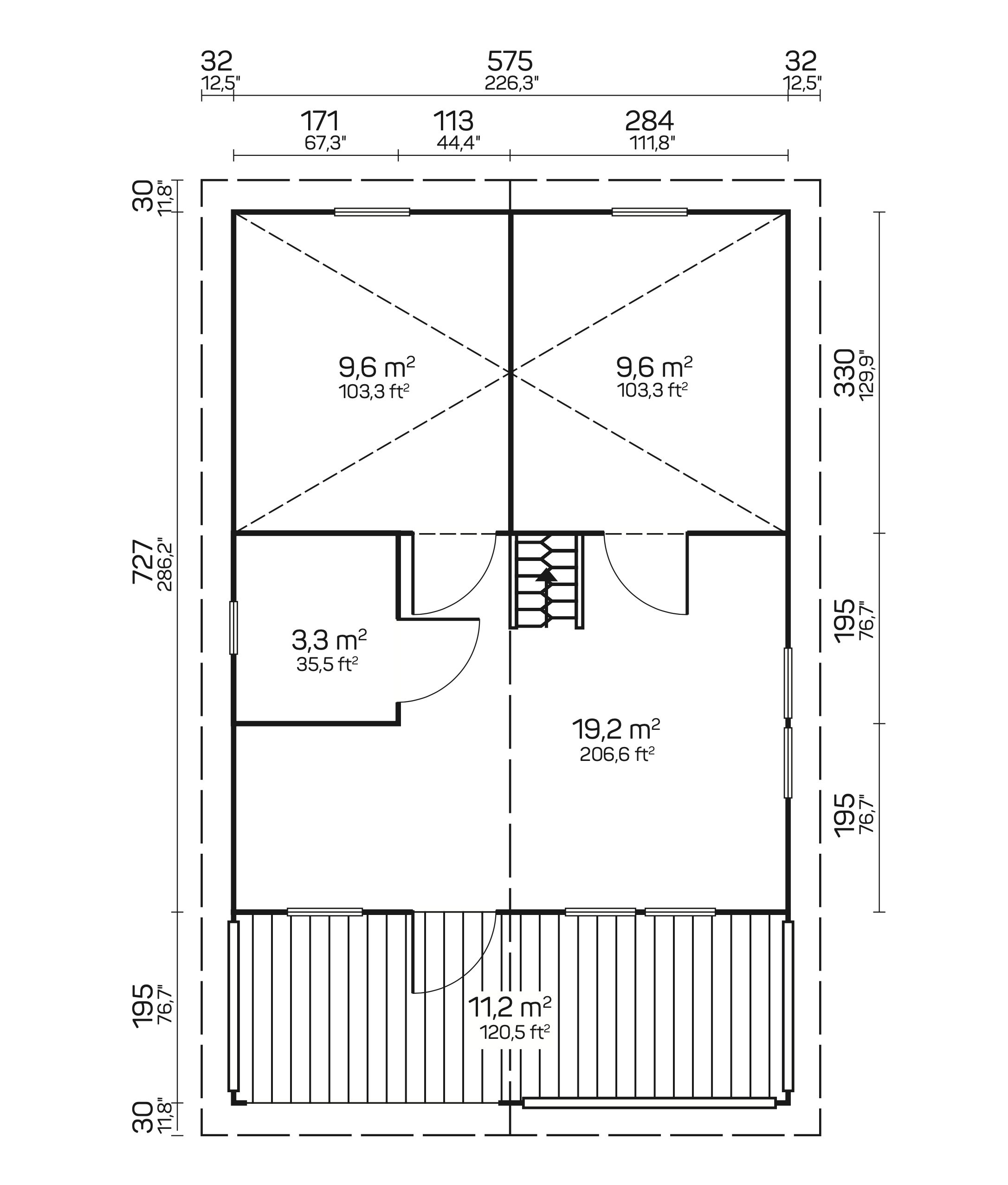 TOLEDO D Log Cabin + Sleeping Loft |  6.0x7.5m