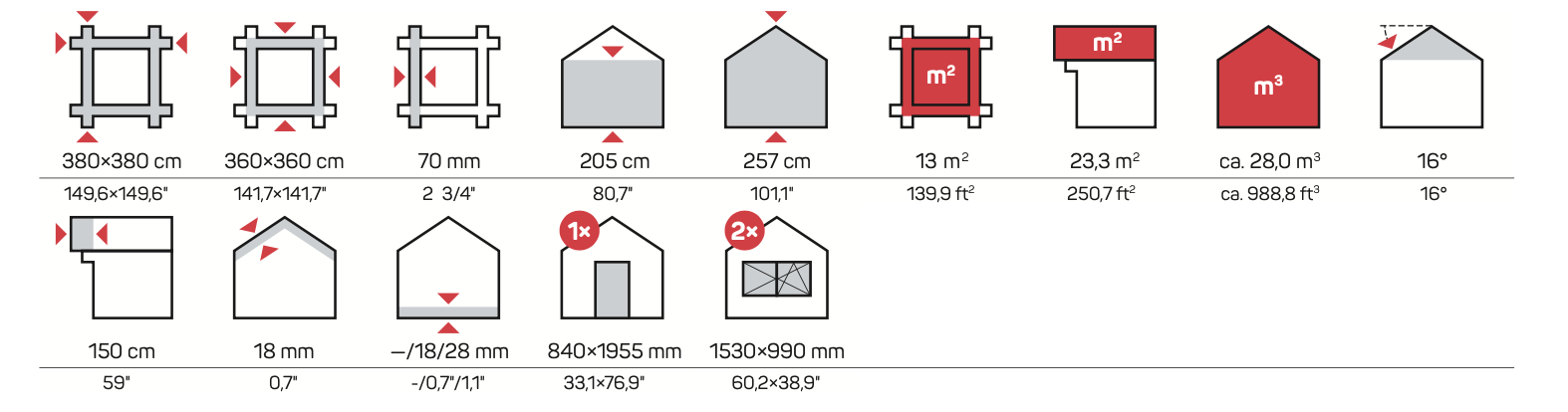 SEVILLA Log Cabin | 3.8x3.8m