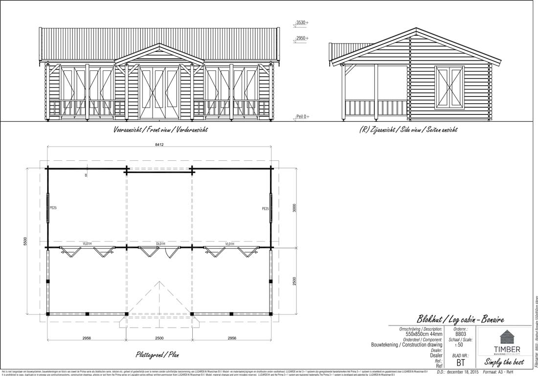 Bonaire Log Cabin | 8.5x5.5m