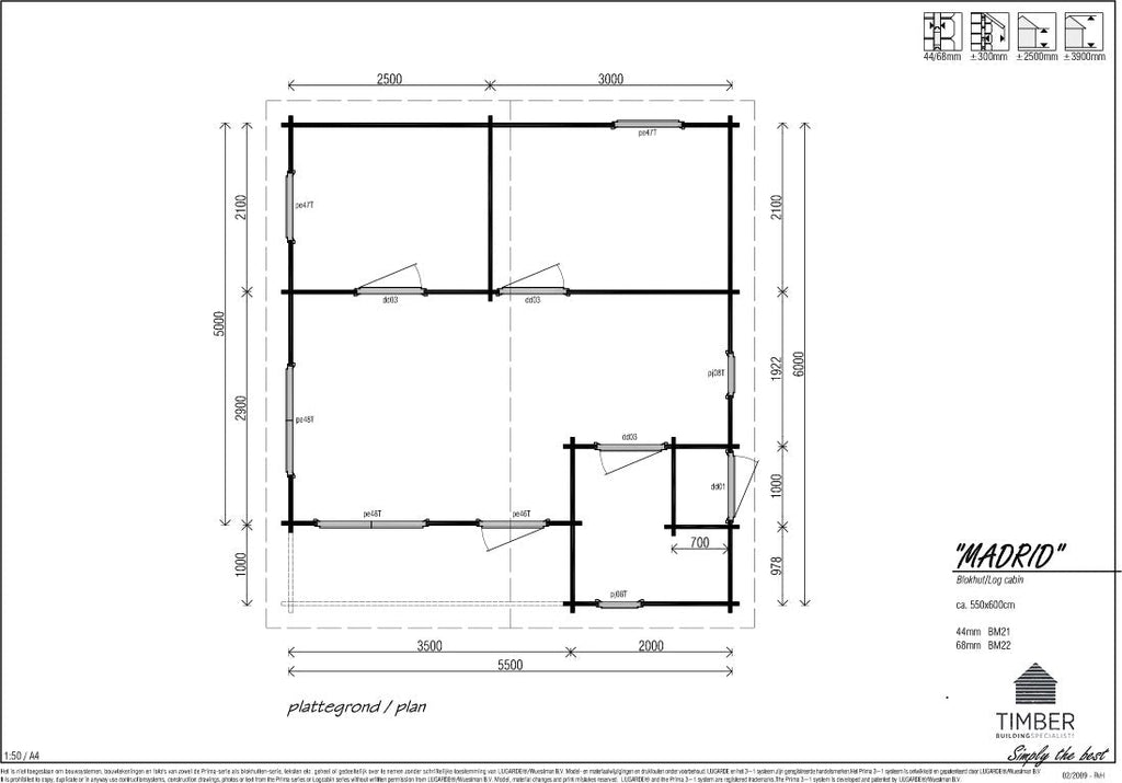 Madrid Log Cabin | 5.5 x 6.0m