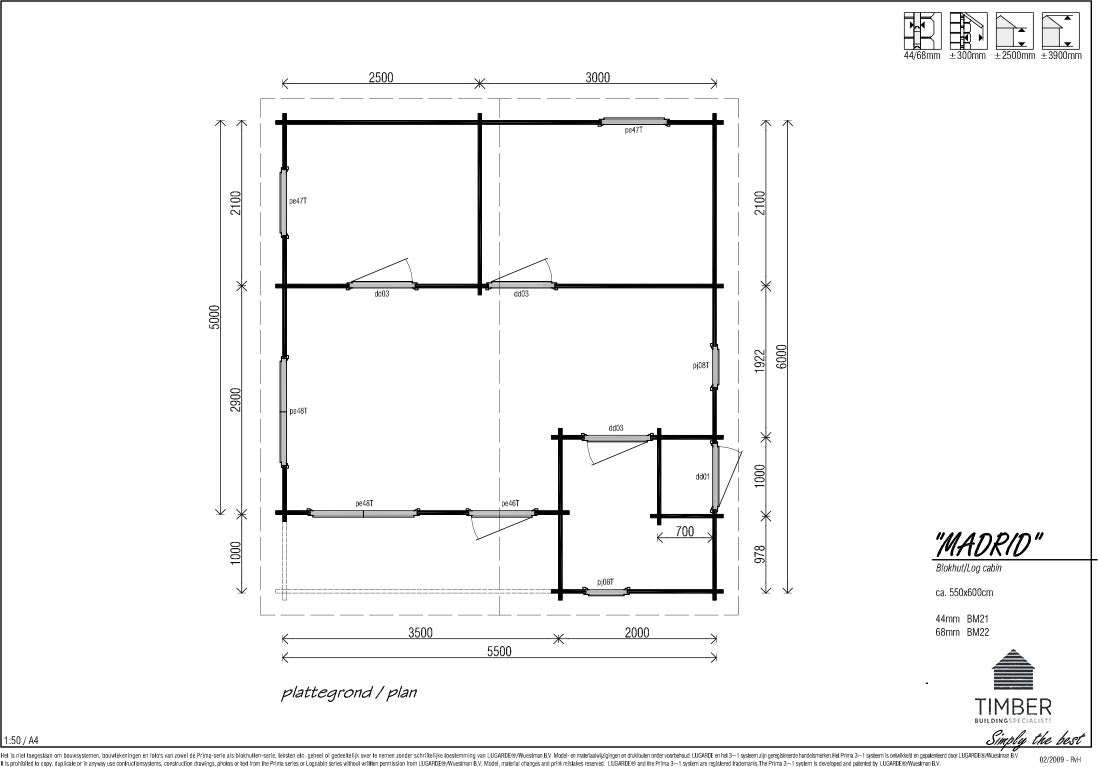 Madrid Log Cabin | 5.5 x 6.0m