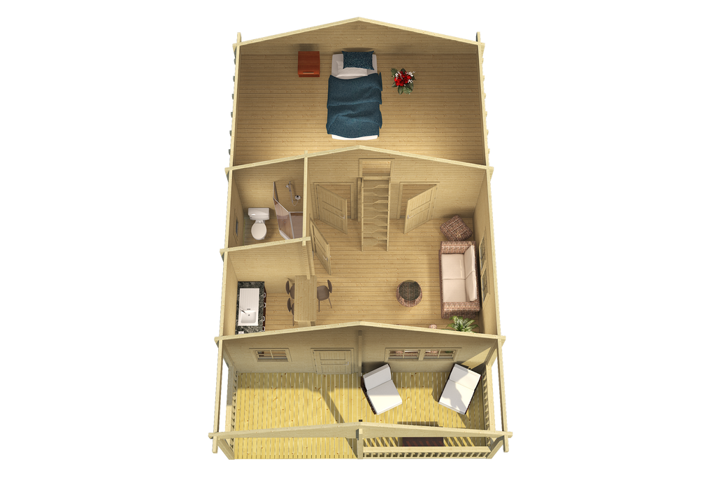 TOLEDO D Log Cabin + Sleeping Loft |  6.0x7.5m