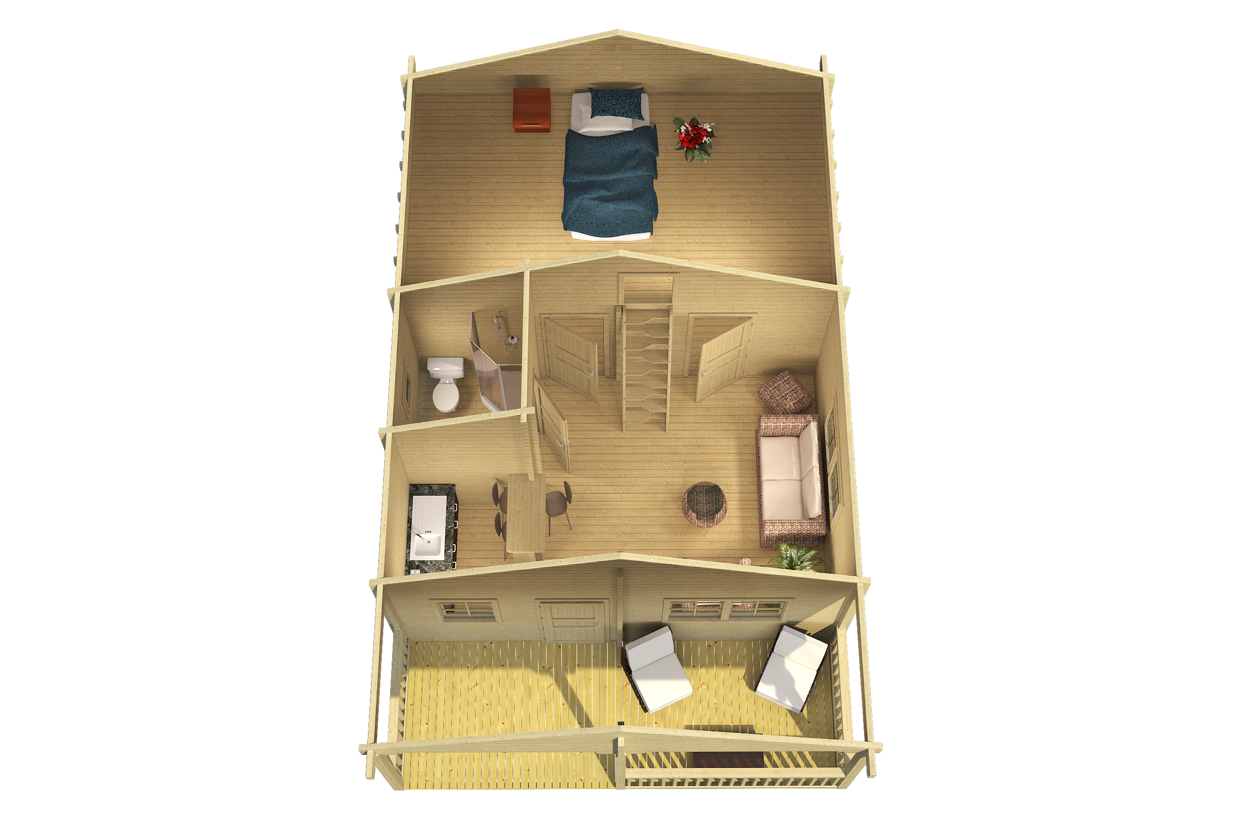 TOLEDO D Log Cabin + Sleeping Loft |  6.0x7.5m