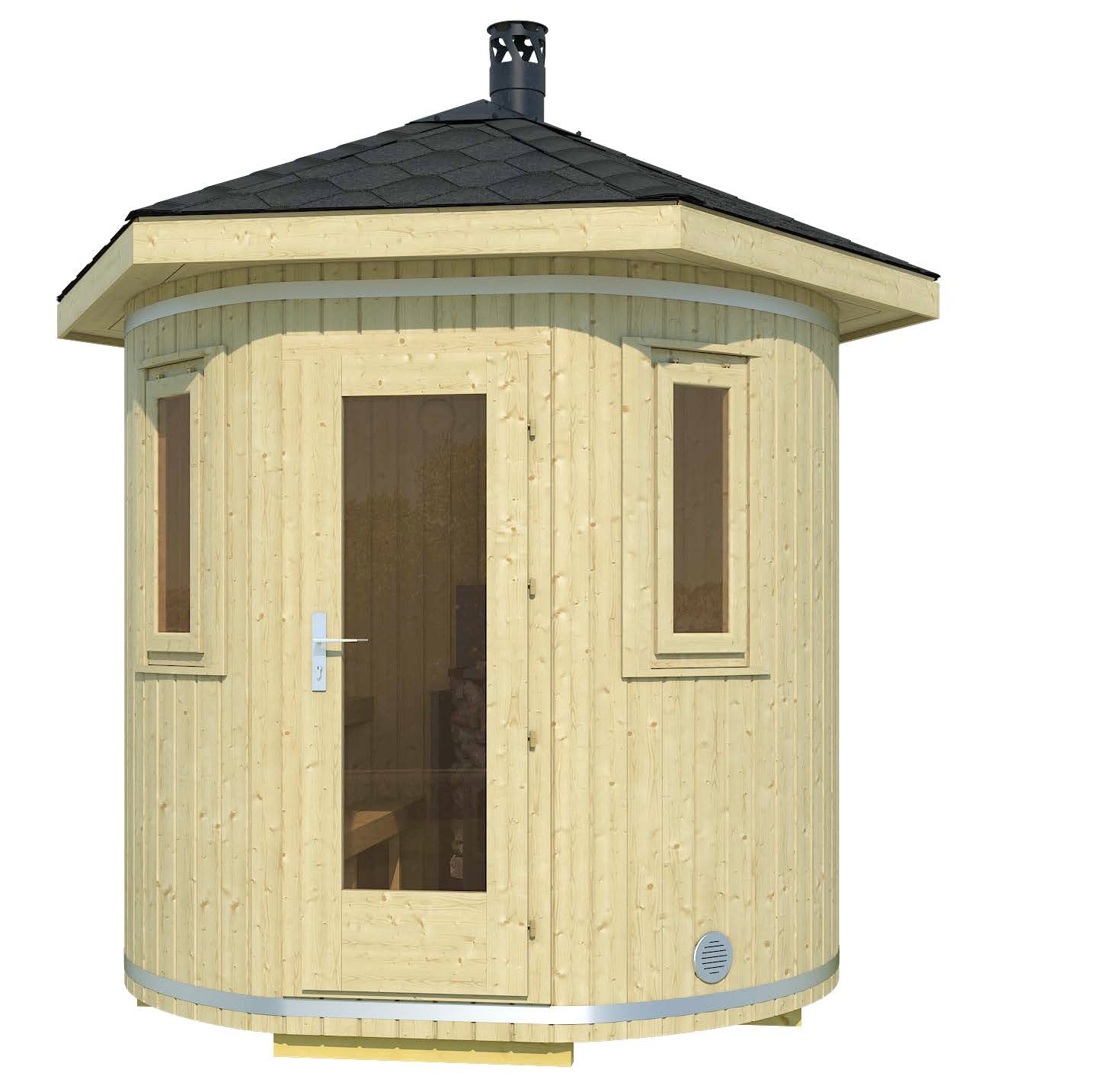 TORNIO 2.4x2.4m w/Roof Barrel Sauna